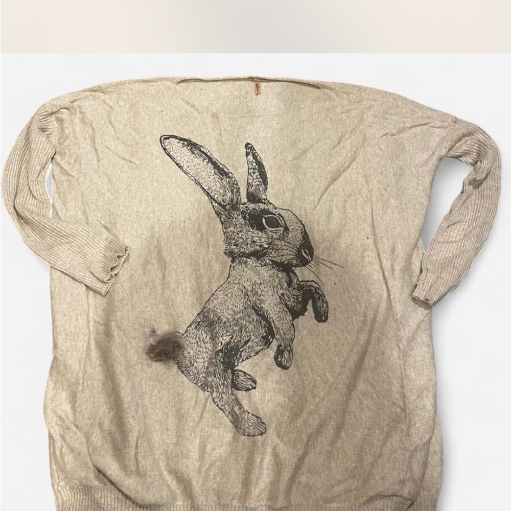 Sweewe Paris Bunny Graphic Sweater Mini Dress with Faux Fur Tail